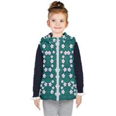 Porcelain Flowers  On Leaves Kids  Hooded Puffer Vest by pepitasart