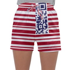 Qr-code & Barcode American Flag Sleepwear Shorts by abbeyz71