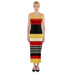 Contrast Yellow With Red Fitted Maxi Dress by tmsartbazaar
