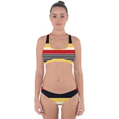 Contrast Yellow With Red Cross Back Hipster Bikini Set by tmsartbazaar