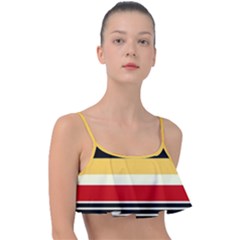 Contrast Yellow With Red Frill Bikini Top by tmsartbazaar