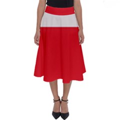Navy Blue With Red Perfect Length Midi Skirt by tmsartbazaar