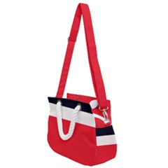 Navy Blue With Red Rope Handles Shoulder Strap Bag