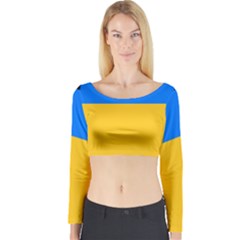 Bright Yellow With Blue Long Sleeve Crop Top by tmsartbazaar