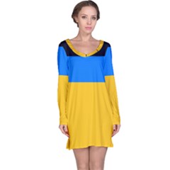 Bright Yellow With Blue Long Sleeve Nightdress by tmsartbazaar