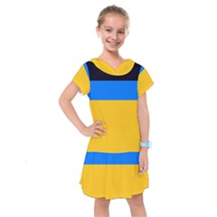 Bright Yellow With Blue Kids  Drop Waist Dress by tmsartbazaar