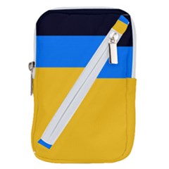 Bright Yellow With Blue Belt Pouch Bag (large) by tmsartbazaar