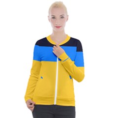 Bright Yellow With Blue Casual Zip Up Jacket by tmsartbazaar