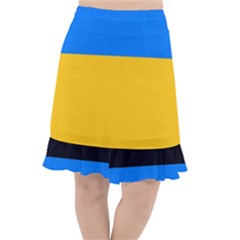 Bright Yellow With Blue Fishtail Chiffon Skirt by tmsartbazaar