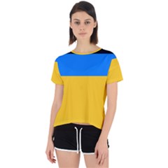 Bright Yellow With Blue Open Back Sport Tee by tmsartbazaar