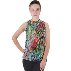   Flower Power   Mock Neck Chiffon Sleeveless Top by GhostGear