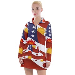 Flage Save Usa Corona Women s Long Sleeve Casual Dress by HermanTelo