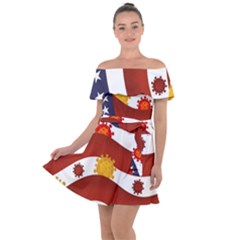 Flage Save Usa Corona Off Shoulder Velour Dress by HermanTelo