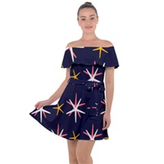 Starfish Off Shoulder Velour Dress