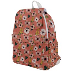 Flower Pink Brown Pattern Floral Top Flap Backpack