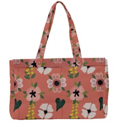 Flower Pink Brown Pattern Floral Canvas Work Bag