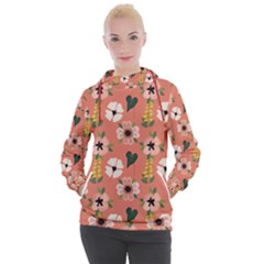 Flower Pink Brown Pattern Floral Women s Hooded Pullover