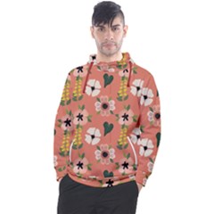 Flower Pink Brown Pattern Floral Men s Pullover Hoodie by Alisyart