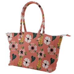 Flower Pink Brown Pattern Floral Canvas Shoulder Bag