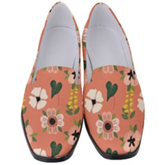 Flower Pink Brown Pattern Floral Women s Classic Loafer Heels