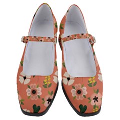 Flower Pink Brown Pattern Floral Women s Mary Jane Shoes by Alisyart