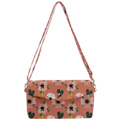 Flower Pink Brown Pattern Floral Removable Strap Clutch Bag