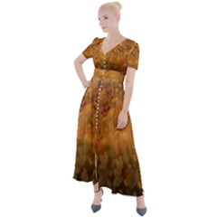 Fall Leaves Gradient Small Button Up Short Sleeve Maxi Dress by Abe731