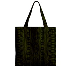 Army Green Color Batik Zipper Grocery Tote Bag by SpinnyChairDesigns