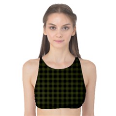 Army Green Black Buffalo Plaid Tank Bikini Top by SpinnyChairDesigns