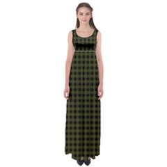 Army Green Black Buffalo Plaid Empire Waist Maxi Dress by SpinnyChairDesigns