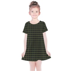 Army Green Black Buffalo Plaid Kids  Simple Cotton Dress by SpinnyChairDesigns