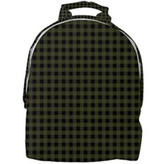 Army Green Black Buffalo Plaid Mini Full Print Backpack by SpinnyChairDesigns