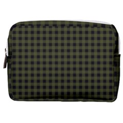 Army Green Black Buffalo Plaid Make Up Pouch (medium) by SpinnyChairDesigns