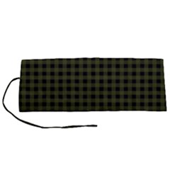 Army Green Black Buffalo Plaid Roll Up Canvas Pencil Holder (s) by SpinnyChairDesigns