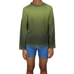 Army Green Gradient Color Kids  Long Sleeve Swimwear by SpinnyChairDesigns