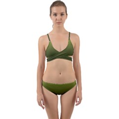 Army Green Gradient Color Wrap Around Bikini Set by SpinnyChairDesigns