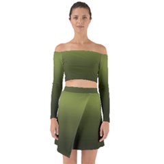 Army Green Gradient Color Off Shoulder Top With Skirt Set by SpinnyChairDesigns