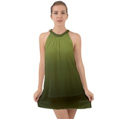 Army Green Gradient Color Halter Tie Back Chiffon Dress by SpinnyChairDesigns