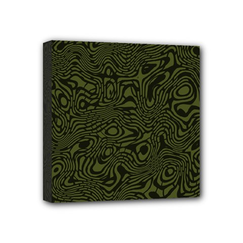 Army Green And Black Stripe Camo Mini Canvas 4  X 4  (stretched) by SpinnyChairDesigns