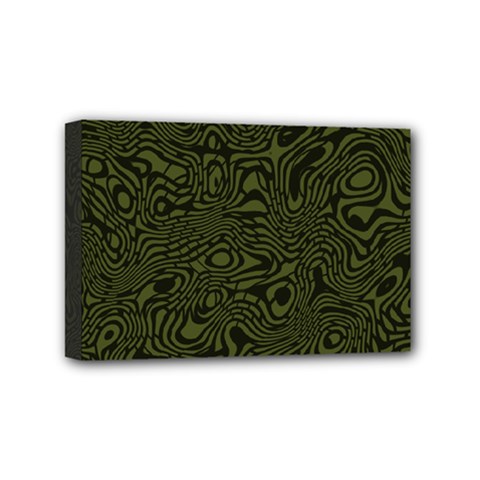 Army Green And Black Stripe Camo Mini Canvas 6  X 4  (stretched) by SpinnyChairDesigns