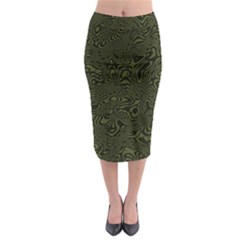Army Green And Black Stripe Camo Midi Pencil Skirt by SpinnyChairDesigns