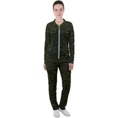 Army Green And Black Stripe Camo Casual Jacket And Pants Set by SpinnyChairDesigns