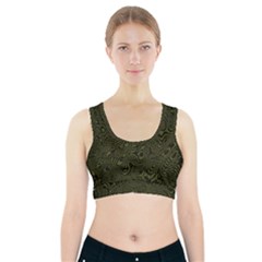 Army Green And Black Stripe Camo Sports Bra With Pocket by SpinnyChairDesigns