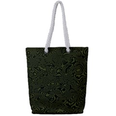 Army Green And Black Stripe Camo Full Print Rope Handle Tote (small) by SpinnyChairDesigns