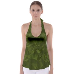 Army Green Color Pattern Babydoll Tankini Top by SpinnyChairDesigns