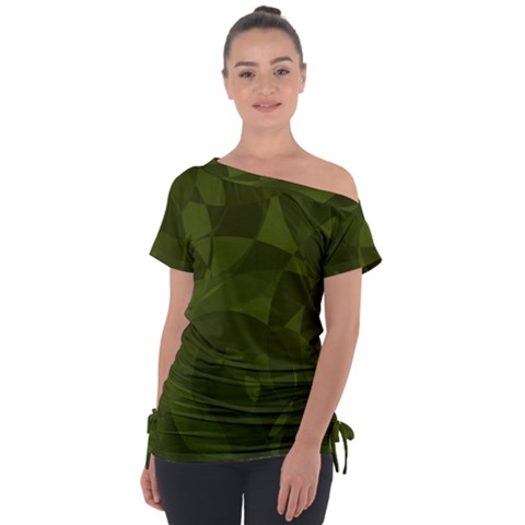 Army Green Color Pattern Tie-up Tee by SpinnyChairDesigns