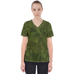 Army Green Color Pattern Women s V-neck Scrub Top by SpinnyChairDesigns