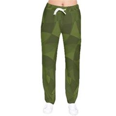 Army Green Color Pattern Women Velvet Drawstring Pants by SpinnyChairDesigns