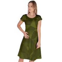 Army Green Color Pattern Classic Short Sleeve Dress by SpinnyChairDesigns