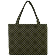 Army Green And Black Plaid Mini Tote Bag by SpinnyChairDesigns